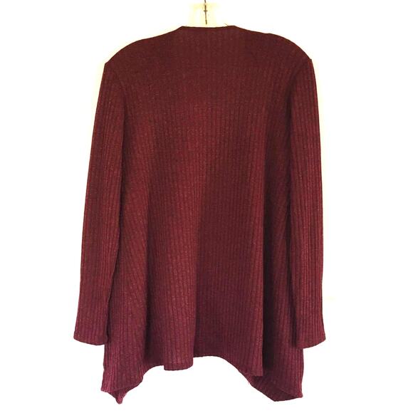 Elegantees Burgundy Ribbed Open Cardigan Devoted Collaboration Small - Picture 6 of 10